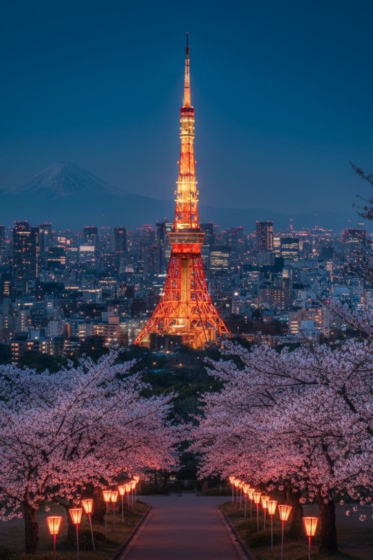 Torre de Tokio iluminada por la noche